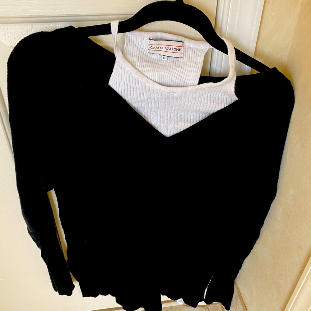 Caryn Vallone black ribbed sweater
